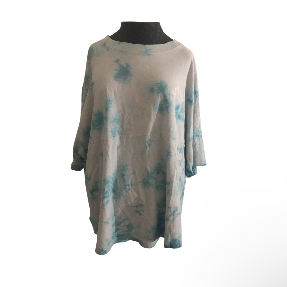 PINK Victoria's Secret Teal Tie-Dye Oversized T Shirt